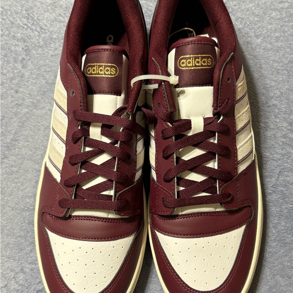 Adidas Men's Maroon and White Sneakers